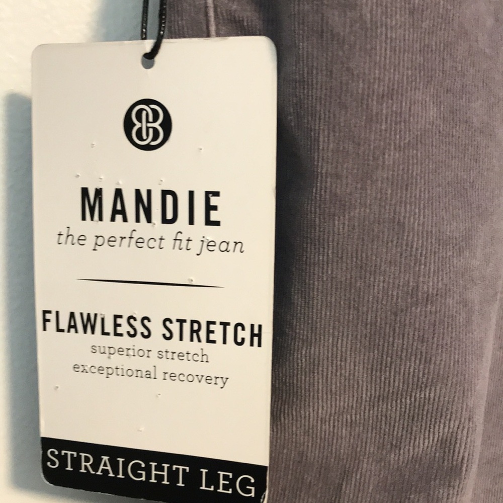 Bandolino Women's 18 Mandie Corduroy Pants French Grey‎ Straight High Rise NEW - Picture 4 of 8